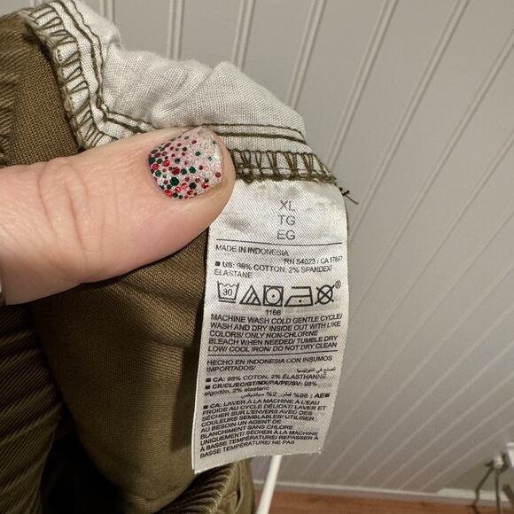 Old Navy Pull On Wide Leg Cargo Pants Satin Moss Comfort Waistband Size XL - Picture 6 of 6